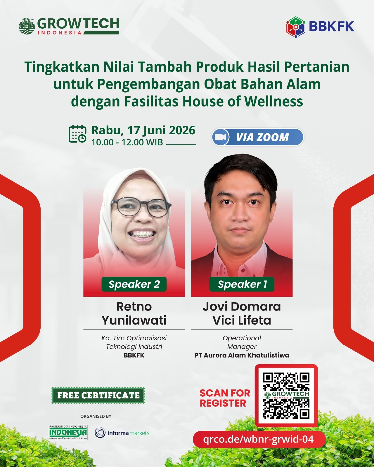 BBKFK dan Growtech Indonesia Gelar Webinar Pengembangan Obat Bahan Alam Melalui Pemanfaatan Fasilitas House of Wellness